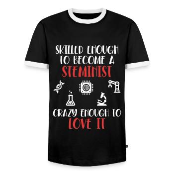 Skilled Enough To Become A Steminist STEM - Men's Ringer Shirt - black/white - Front - AI Model Female 172 light (172cm) & AI Model Male 178 light (178cm)