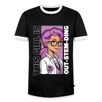 This Girl Is Out-STEM-Ding Empowering Women STEM - Men's Ringer Shirt - black/white - Front - AI Model Female 172 light (172cm) & AI Model Male 178 light (178cm)