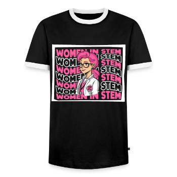 Women In STEM STEM Scientist Empowering Women - Men's Ringer Shirt - black/white - Front - AI Model Female 172 light (172cm) & AI Model Male 178 light (178cm)