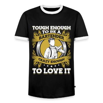 Assez dur pour être un barman assez fou pour - T-shirt contrasté Homme - noir/blanc - Devant - AI Model Female 172 light (172cm) & AI Model Male 178 light (178cm)