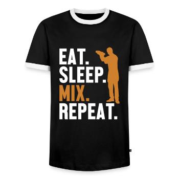 Eat Sleep Mix Repeat Bartender Mixologist Barman - T-shirt contrasté Homme - noir/blanc - Devant - AI Model Female 172 light (172cm) & AI Model Male 178 light (178cm)