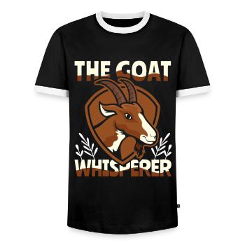 The Goat Whisperer Agriculture Organic Farmer Farmer - Men's Ringer Shirt - black/white - Front - AI Model Female 172 light (172cm) & AI Model Male 178 light (178cm)