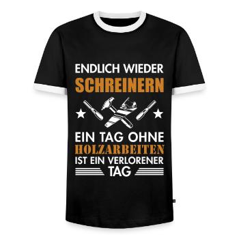 Endlich wieder Schreinern Carpenter - Männer Kontrast-T-Shirt - Schwarz/Weiß - Vorne - AI Model Female 172 light (172cm) & AI Model Male 178 light (178cm)