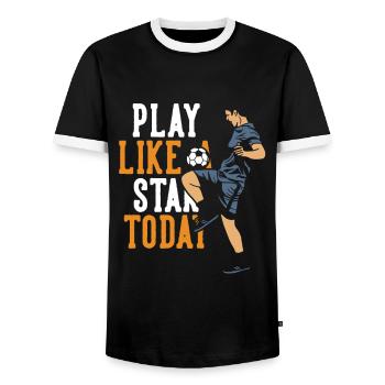 Play Like A Star Today Fußballgott Fußballspieler - Männer Kontrast-T-Shirt - Schwarz/Weiß - Vorne - AI Model Female 172 light (172cm) & AI Model Male 178 light (178cm)