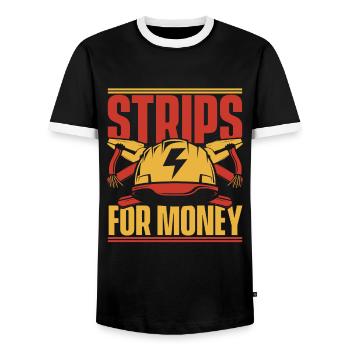Strips For Money Electrical Engineer Electronics Technician - Men's Ringer Shirt - black/white - Front - AI Model Female 172 light (172cm) & AI Model Male 178 light (178cm)