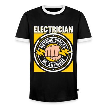 Nothing Shocks Me Anymore Electrician - Men's Ringer Shirt - black/white - Front - AI Model Female 172 light (172cm) & AI Model Male 178 light (178cm)