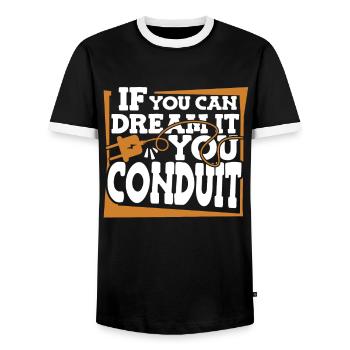 If You Can Dream It You Conduit Electronics Technician - Men's Ringer Shirt - black/white - Front - AI Model Female 172 light (172cm) & AI Model Male 178 light (178cm)