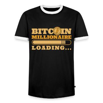 Bitcoin Millionaire Loading Blockchain Crypto - Männer Kontrast-T-Shirt - Schwarz/Weiß - Vorne - AI Model Female 172 light (172cm) & AI Model Male 178 light (178cm)