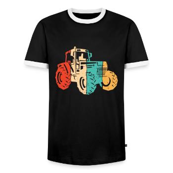 Retro Farmer Agriculture Organic Farmer Agricultural Economist - Men's Ringer Shirt - black/white - Front - AI Model Female 172 light (172cm) & AI Model Male 178 light (178cm)