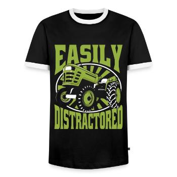 Easily Distractored Organic Farmer Farmer Agriculture - Men's Ringer Shirt - black/white - Front - AI Model Female 172 light (172cm) & AI Model Male 178 light (178cm)