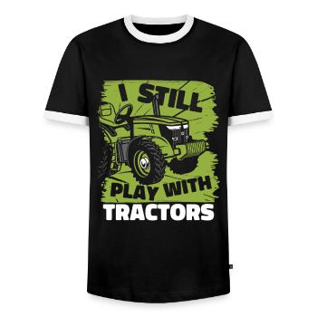 I Still Play With Tractors Organic Farmer Farmer Farmer - Men's Ringer Shirt - black/white - Front - AI Model Female 172 light (172cm) & AI Model Male 178 light (178cm)