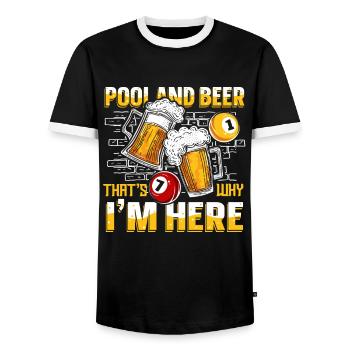 Pool And Beer That's Why I'm Here Billiards - Männer Kontrast-T-Shirt - Schwarz/Weiß - Vorne - AI Model Female 172 light (172cm) & AI Model Male 178 light (178cm)