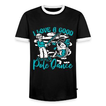 I Love A Good Pole Dance Hochseeangler - Männer Kontrast-T-Shirt - Schwarz/Weiß - Vorne - AI Model Female 172 light (172cm) & AI Model Male 178 light (178cm)