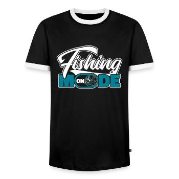 Mode de pêche sur les pêcheurs en haute mer Pêcheurs à la mouche - T-shirt contrasté Homme - noir/blanc - Devant - AI Model Female 172 light (172cm) & AI Model Male 178 light (178cm)