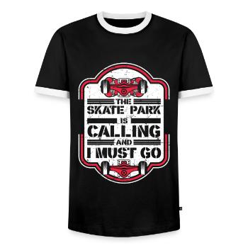 Skate Park Is Calling And I Must Go Skaterboy - Men's Ringer Shirt - black/white - Front - AI Model Female 172 light (172cm) & AI Model Male 178 light (178cm)