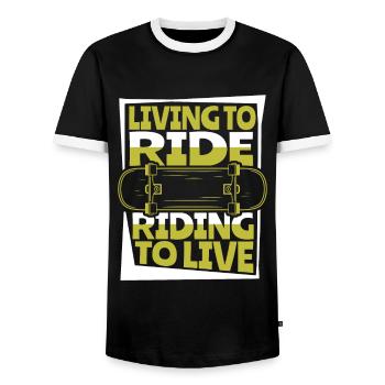 Living To Ride Riding To Live Skaterboy Skatepark - Männer Kontrast-T-Shirt - Schwarz/Weiß - Vorne - AI Model Female 172 light (172cm) & AI Model Male 178 light (178cm)