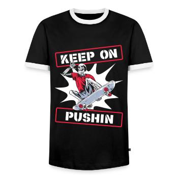 Keep On Pushin Skatepark Skatergirl Skaterboy - Männer Kontrast-T-Shirt - Schwarz/Weiß - Vorne - AI Model Female 172 light (172cm) & AI Model Male 178 light (178cm)