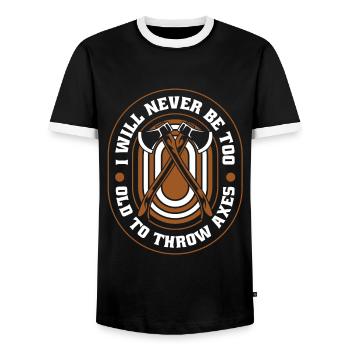 Je ne serai jamais trop vieux pour lancer des haches - T-shirt contrasté Homme - noir/blanc - Devant - AI Model Female 172 light (172cm) & AI Model Male 178 light (178cm)