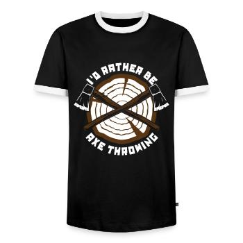 I'd Rather Be Axe Throwing Axe Throwing Game Axe - Men's Ringer Shirt - black/white - Front - AI Model Female 172 light (172cm) & AI Model Male 178 light (178cm)
