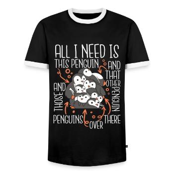 All I Need Is This Penguin Königspinguin Seevogel - Männer Kontrast-T-Shirt - Schwarz/Weiß - Vorne - AI Model Female 172 light (172cm) & AI Model Male 178 light (178cm)