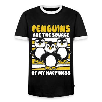 Penguins Are The Source Of My Happiness Seabird - Men's Ringer Shirt - black/white - Front - AI Model Female 172 light (172cm) & AI Model Male 178 light (178cm)