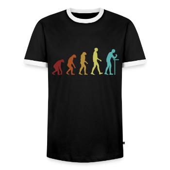 Arm Wrestling Evolution Techniques Exercise Arm - Men's Ringer Shirt - black/white - Front - AI Model Female 172 light (172cm) & AI Model Male 178 light (178cm)