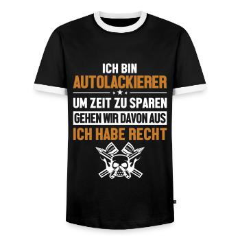 Autolackierer hat immer Recht Automotive Vehicle - Men's Ringer Shirt - black/white - Front - AI Model Female 172 light (172cm) & AI Model Male 178 light (178cm)
