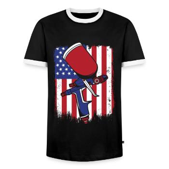 Véhicule Voiture Spray Automobile Carrosserie Peintre - T-shirt contrasté Homme - noir/blanc - Devant - AI Model Female 172 light (172cm) & AI Model Male 178 light (178cm)