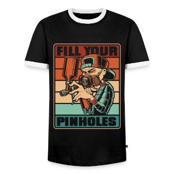 Retro Fill Your Pinholes Car Spray Automotive Car - Men's Ringer Shirt - black/white - Front - AI Model Female 172 light (172cm) & AI Model Male 178 light (178cm)