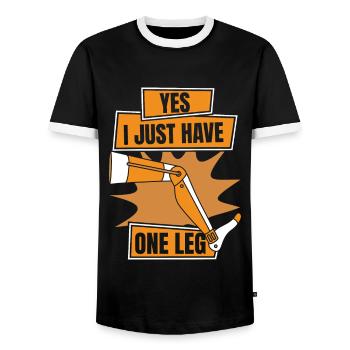 Oui, je n’ai qu’une seule jambe, jambes artificielles, jambe d’utilisateur - T-shirt contrasté Homme - noir/blanc - Devant - AI Model Female 172 light (172cm) & AI Model Male 178 light (178cm)