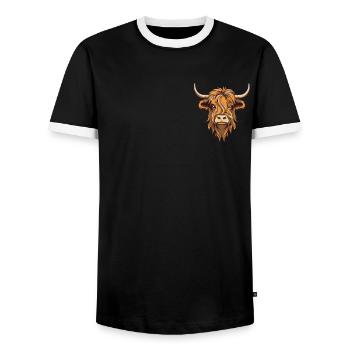 Highland bovins Logo emblème Highland vache Highland Highland - T-shirt contrasté Homme - noir/blanc - Devant - AI Model Female 172 light (172cm) & AI Model Male 178 light (178cm)