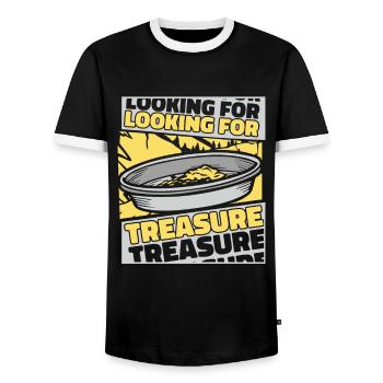 Looking For Treasure Prospecting Miner Gold - Men's Ringer Shirt - black/white - Front - AI Model Female 172 light (172cm) & AI Model Male 178 light (178cm)