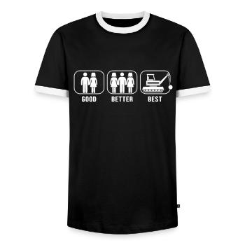 Good Better Best Demolition Home Wrecker House - Men's Ringer Shirt - black/white - Front - AI Model Female 172 light (172cm) & AI Model Male 178 light (178cm)