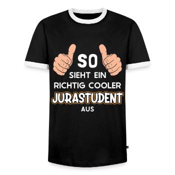 So sieht ein cooler Jurastudent aus Law School - Men's Ringer Shirt - black/white - Front - AI Model Female 172 light (172cm) & AI Model Male 178 light (178cm)