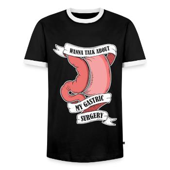 Je veux parler de ma chirurgie gastrique Gastrique - T-shirt contrasté Homme - noir/blanc - Devant - AI Model Female 172 light (172cm) & AI Model Male 178 light (178cm)
