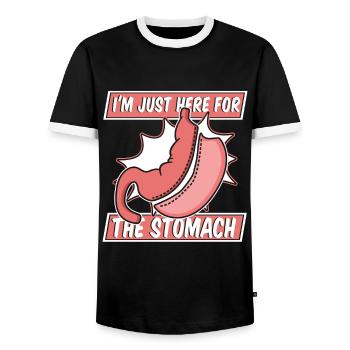 I'm Just Here For The Stomach Gastric Bypass - Men's Ringer Shirt - black/white - Front - AI Model Female 172 light (172cm) & AI Model Male 178 light (178cm)