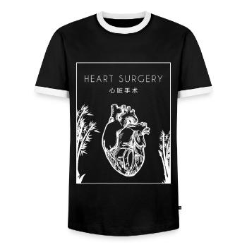 Heart Surgery Chinese Hanzi Transplant Open Heart - Men's Ringer Shirt - black/white - Front - AI Model Female 172 light (172cm) & AI Model Male 178 light (178cm)