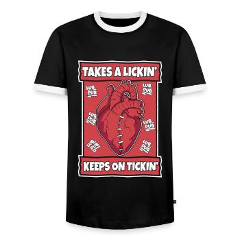 Prend Un Léchage Maintient Sur Tickin Cathéter Ouvert - T-shirt contrasté Homme - noir/blanc - Devant - AI Model Female 172 light (172cm) & AI Model Male 178 light (178cm)