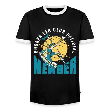 Broken Leg Club Official Member Broken Bone Bone - Men's Ringer Shirt - black/white - Front - AI Model Female 172 light (172cm) & AI Model Male 178 light (178cm)