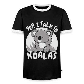 Yep I Talk To Koalas Koalabear Phascolarctos - Men's Ringer Shirt - black/white - Front - AI Model Female 172 light (172cm) & AI Model Male 178 light (178cm)