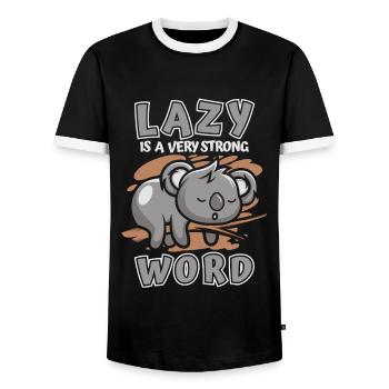 Lazy Is A Very Strong Word Koalabear Eucalyptus - Men's Ringer Shirt - black/white - Front - AI Model Female 172 light (172cm) & AI Model Male 178 light (178cm)