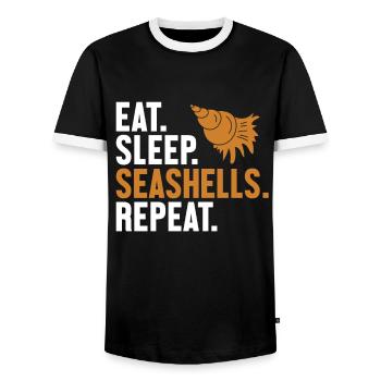 Eat Sleep Seashells Repeat Shell Hunter Seashell - Männer Kontrast-T-Shirt - Schwarz/Weiß - Vorne - AI Model Female 172 light (172cm) & AI Model Male 178 light (178cm)