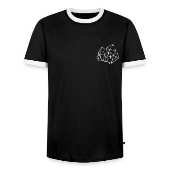 Minéral Collecte Logo Emblème Géologue Minéral - T-shirt contrasté Homme - noir/blanc - Devant - AI Model Female 172 light (172cm) & AI Model Male 178 light (178cm)