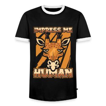 Impress Me Humain Giraffidés Africains Girafe Nubienne - T-shirt contrasté Homme - noir/blanc - Devant - AI Model Female 172 light (172cm) & AI Model Male 178 light (178cm)
