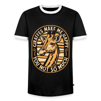 Giraffen machen mich glücklich Giraffidae Nubischer Afrikaner - Männer Kontrast-T-Shirt - Schwarz/Weiß - Vorne - AI Model Female 172 light (172cm) & AI Model Male 178 light (178cm)