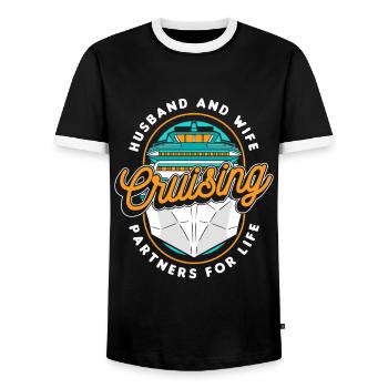Mari Et Femme Partenaires De Croisière Pour La Vie - T-shirt contrasté Homme - noir/blanc - Devant - AI Model Female 172 light (172cm) & AI Model Male 178 light (178cm)