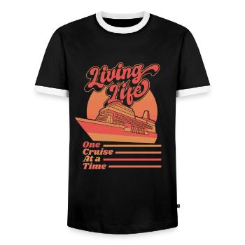 Das Leben leben, eine Kreuzfahrt nach der anderen Kreuzfahrtschiff - Männer Kontrast-T-Shirt - Schwarz/Weiß - Vorne - AI Model Female 172 light (172cm) & AI Model Male 178 light (178cm)