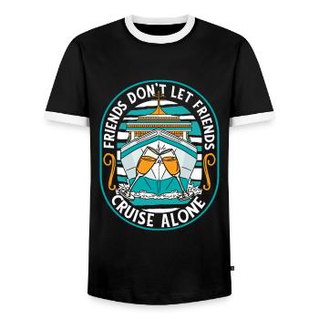Don't Let Friends Cruise Alone Cruise Ship Cruise - Men's Ringer Shirt - black/white - Front - AI Model Female 172 light (172cm) & AI Model Male 178 light (178cm)