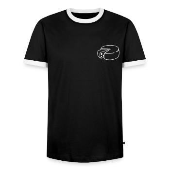 Gouda Logo Emblem Cheesemonger Maker Queso Gouda - Men's Ringer Shirt - black/white - Front - AI Model Female 172 light (172cm) & AI Model Male 178 light (178cm)