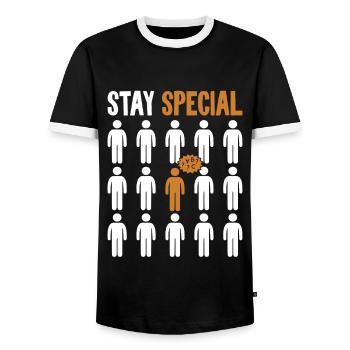Stay Special Apraxia Dyslexia Articulation - Men's Ringer Shirt - black/white - Front - AI Model Female 172 light (172cm) & AI Model Male 178 light (178cm)